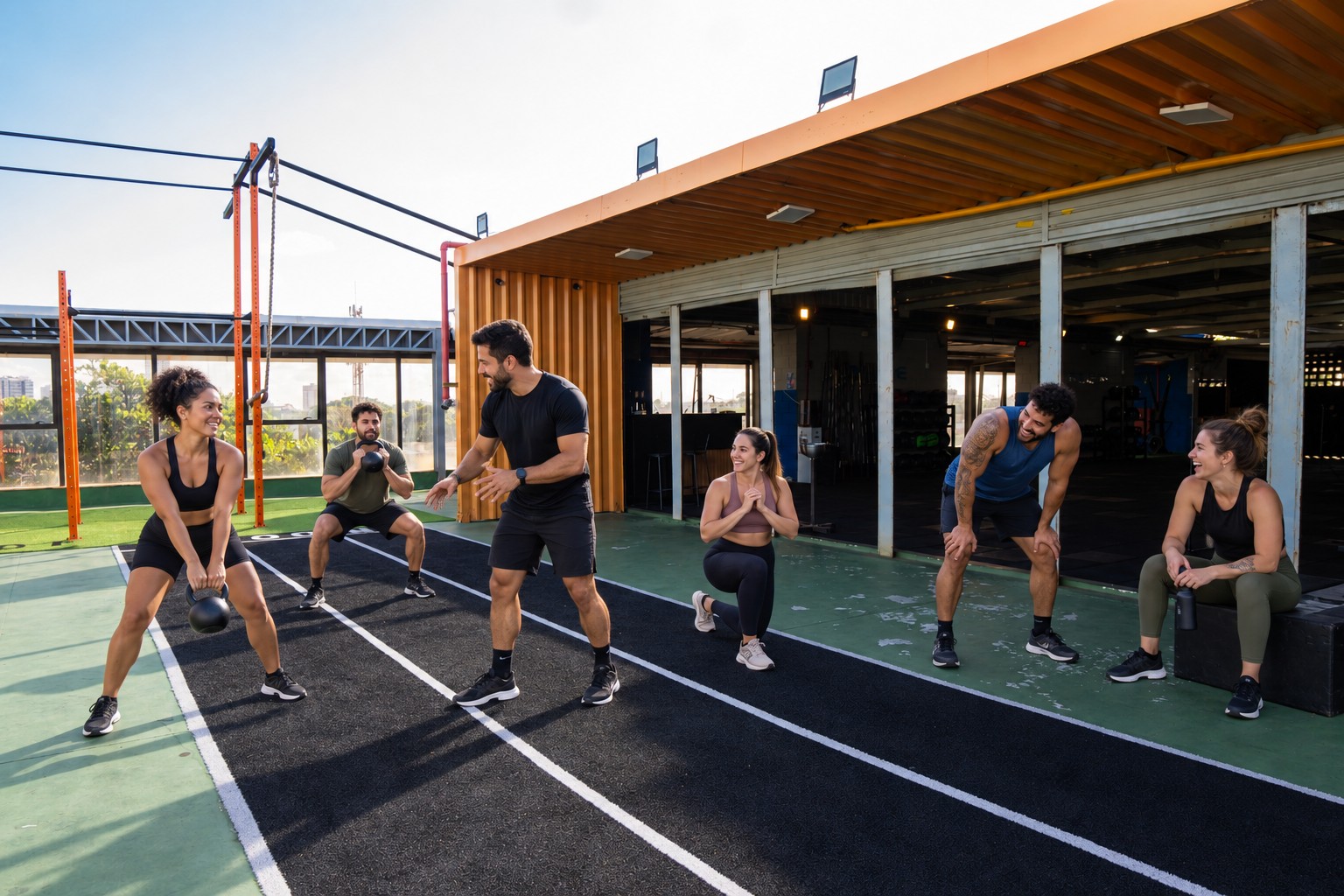 Turma treinando no Roofbox da Ultra Fitness
